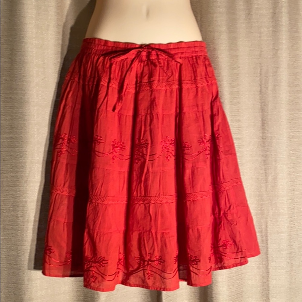 NWT red skirt with embroidery.  Mini size.